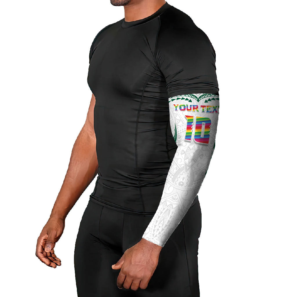 Custom Hawaii Rainbow Warriors Arm Sleeves Polynesian Motif White Color