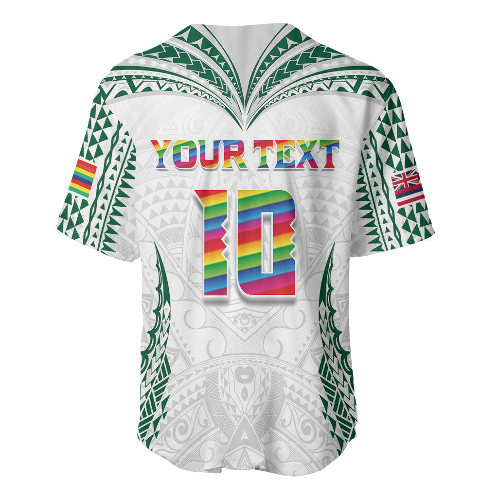 Custom Hawaii Rainbow Warriors Baseball Jersey Polynesian Motif White Color