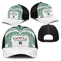 Hawaii Rainbow Warriors Baseball Net Cap Polynesian Motif White Color
