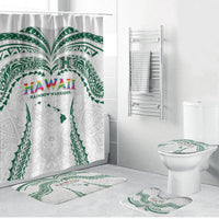 Hawaii Rainbow Warriors Bathroom Set Polynesian Motif White Color