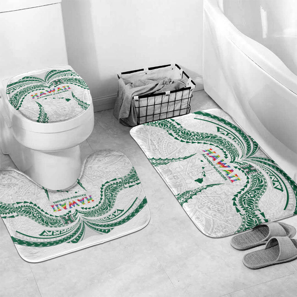 Hawaii Rainbow Warriors Bathroom Set Polynesian Motif White Color