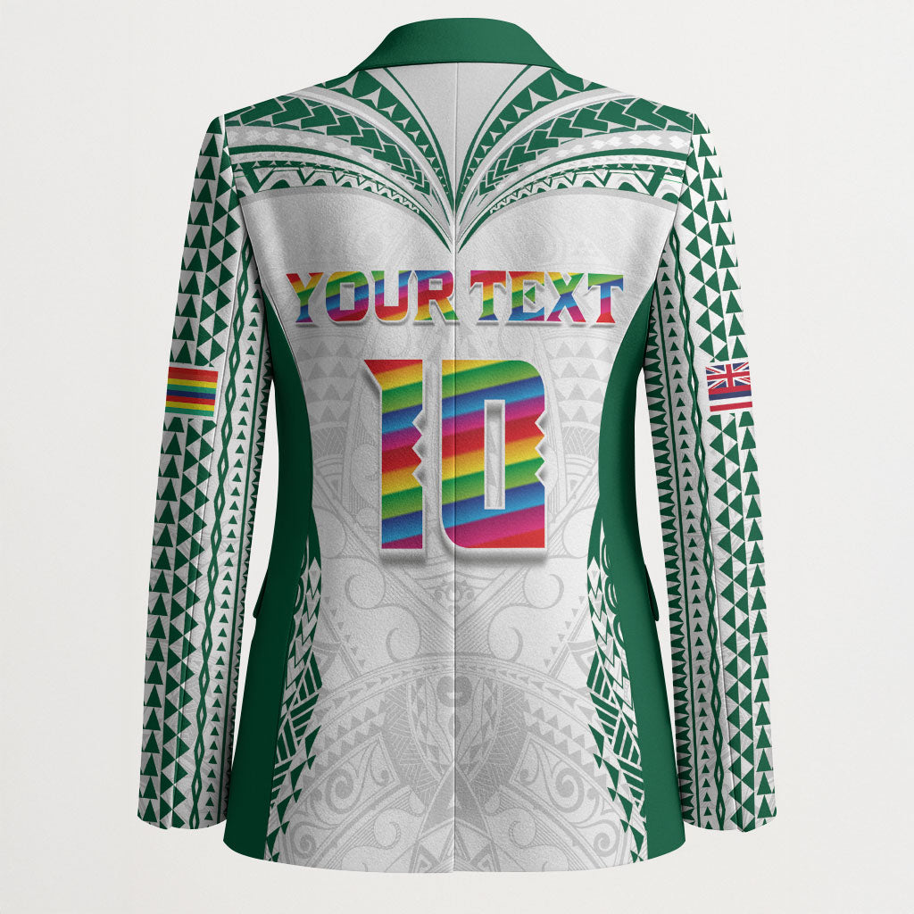 Custom Hawaii Rainbow Warriors Blazer Polynesian Motif White Color