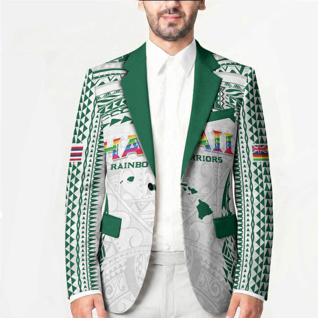 Custom Hawaii Rainbow Warriors Blazer Polynesian Motif White Color