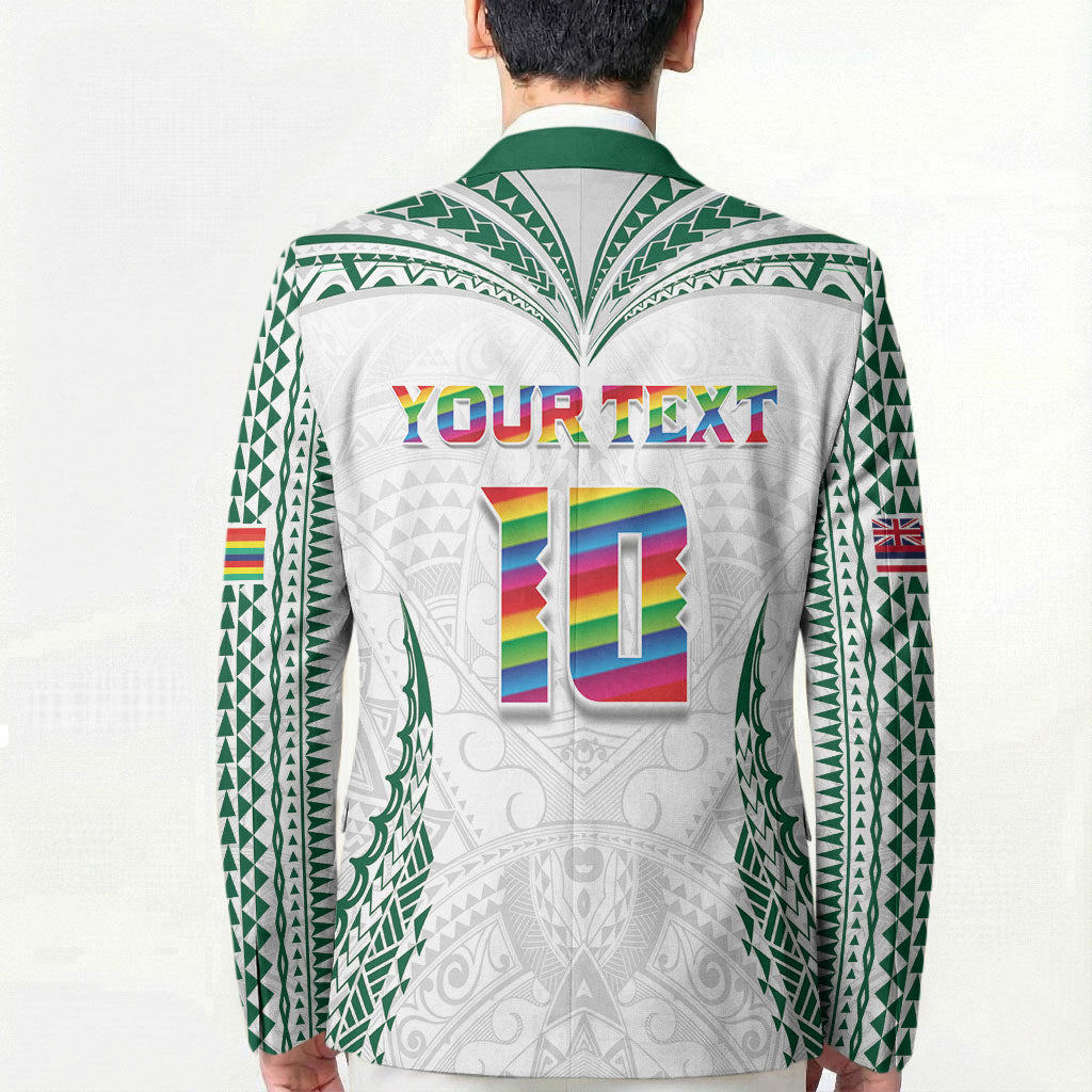Custom Hawaii Rainbow Warriors Blazer Polynesian Motif White Color