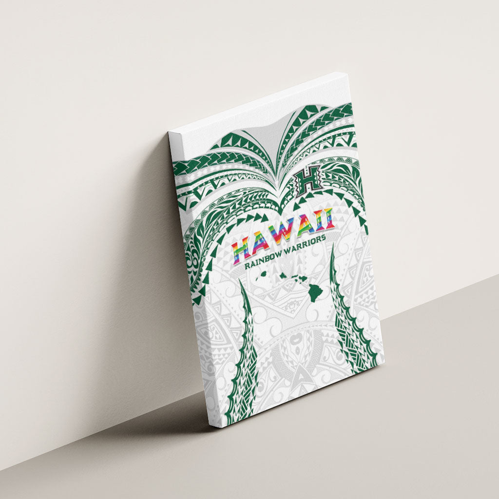 Hawaii Rainbow Warriors Canvas Wall Art Polynesian Motif White Color