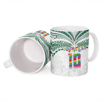 Custom Hawaii Rainbow Warriors Ceramic Mug Polynesian Motif White Color