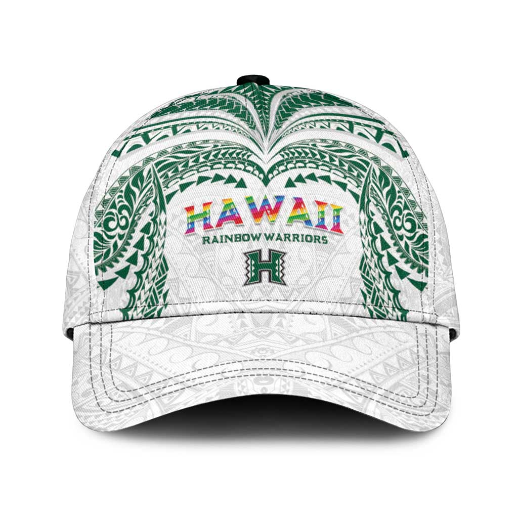 Hawaii Rainbow Warriors Classic Cap Polynesian Motif White Color