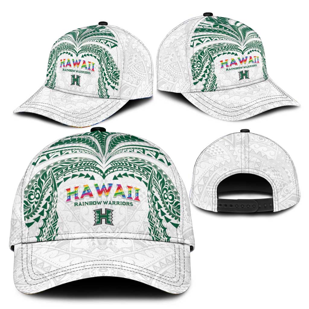 Hawaii Rainbow Warriors Classic Cap Polynesian Motif White Color