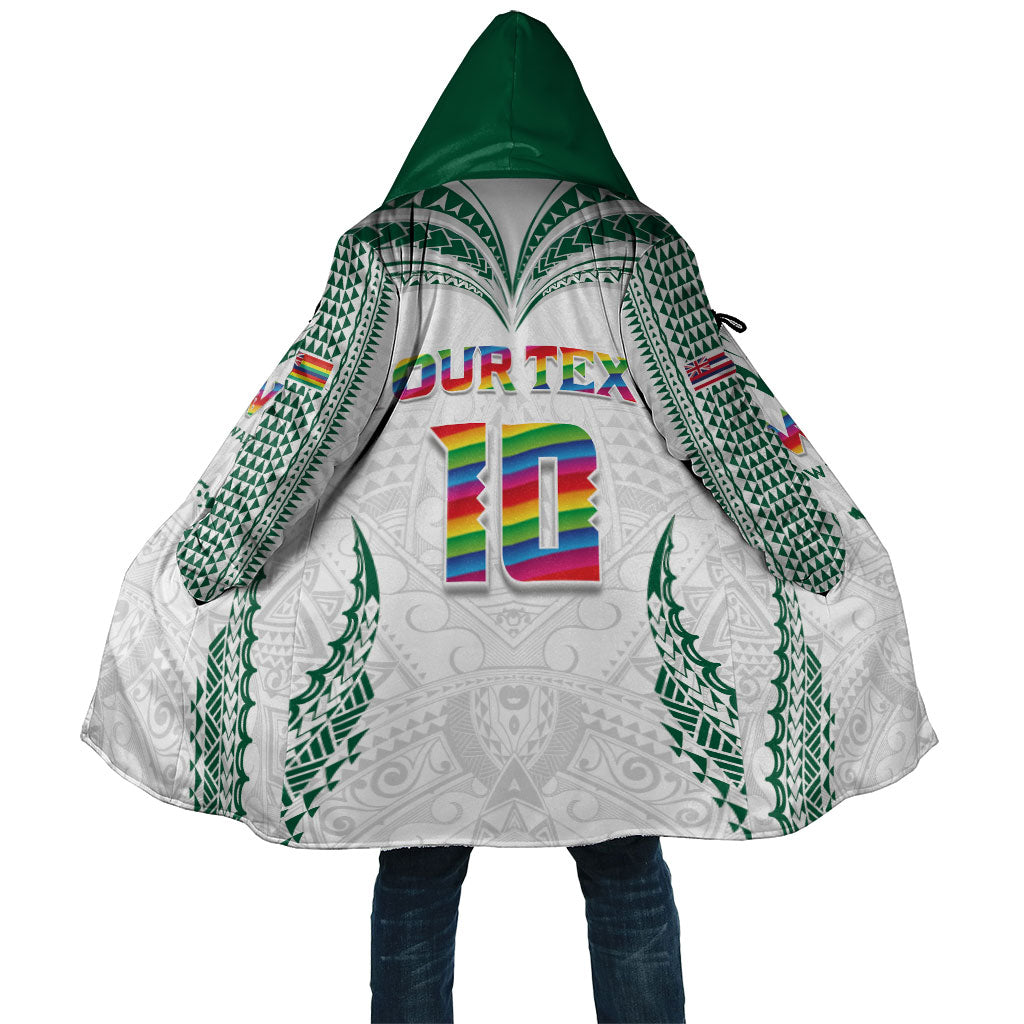 Custom Hawaii Rainbow Warriors Cloak Polynesian Motif White Color