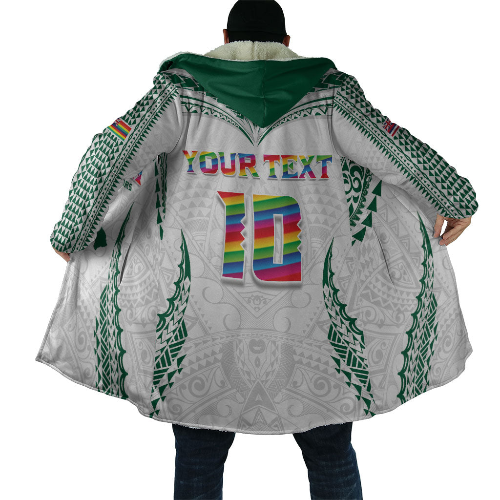 Custom Hawaii Rainbow Warriors Cloak Polynesian Motif White Color
