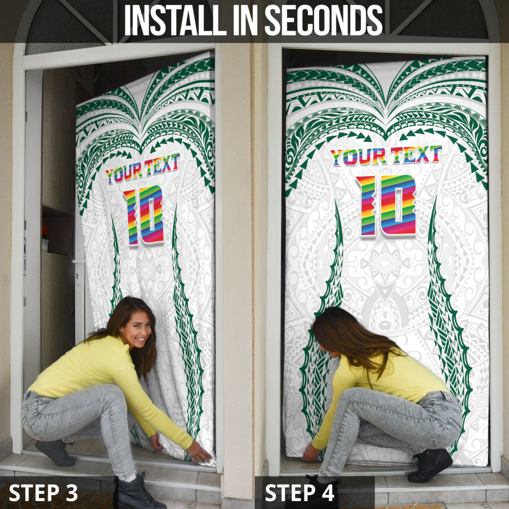Custom Hawaii Rainbow Warriors Door Cover Polynesian Motif White Color