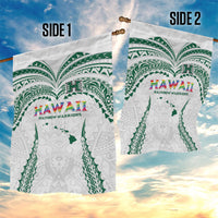 Hawaii Rainbow Warriors Garden Flag Polynesian Motif White Color