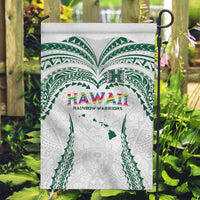 Hawaii Rainbow Warriors Garden Flag Polynesian Motif White Color