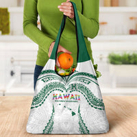 Hawaii Rainbow Warriors Grocery Bag Polynesian Motif White Color