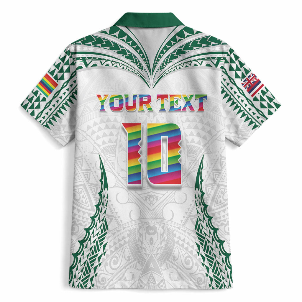 Custom Hawaii Rainbow Warriors Hawaiian Shirt Polynesian Motif White Color