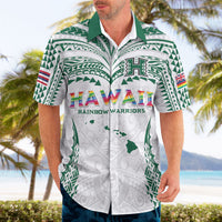 Custom Hawaii Rainbow Warriors Hawaiian Shirt Polynesian Motif White Color