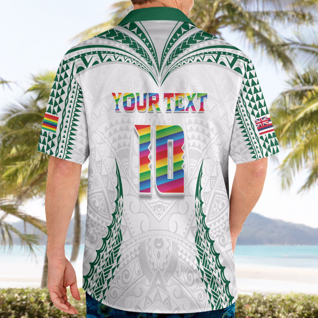 Custom Hawaii Rainbow Warriors Hawaiian Shirt Polynesian Motif White Color