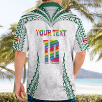 Custom Hawaii Rainbow Warriors Hawaiian Shirt Polynesian Motif White Color