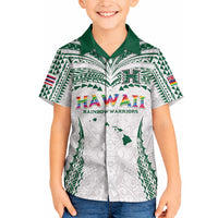Custom Hawaii Rainbow Warriors Hawaiian Shirt Polynesian Motif White Color