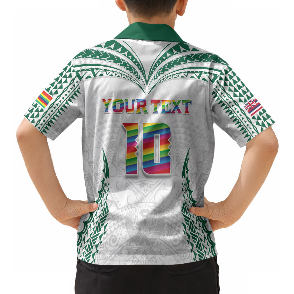 Custom Hawaii Rainbow Warriors Hawaiian Shirt Polynesian Motif White Color