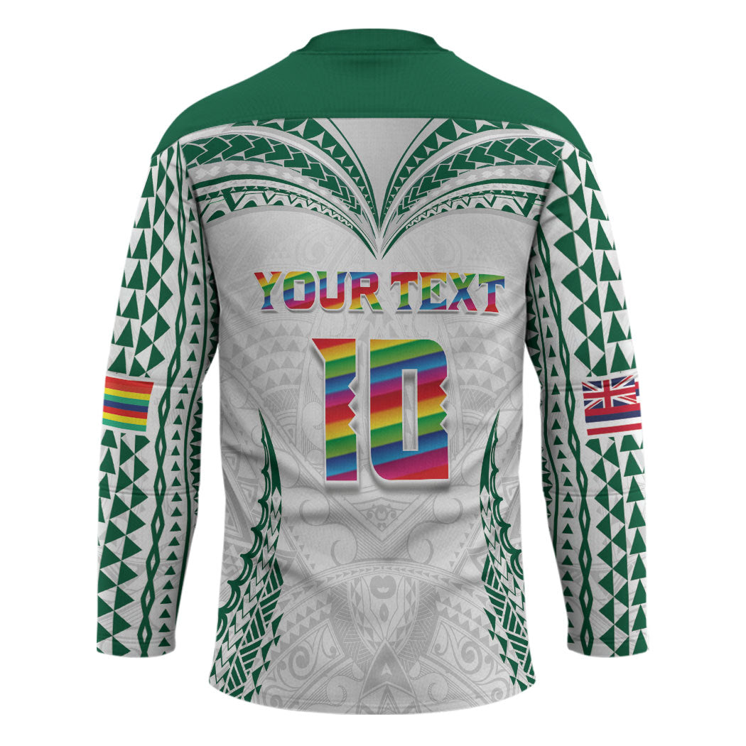 Custom Hawaii Rainbow Warriors Hockey Jersey Polynesian Motif White Color