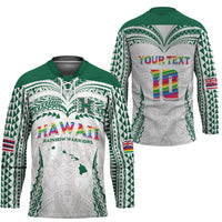 Custom Hawaii Rainbow Warriors Hockey Jersey Polynesian Motif White Color