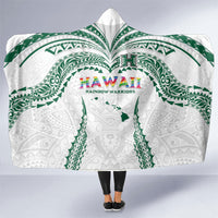 Hawaii Rainbow Warriors Hooded Blanket Polynesian Motif White Color
