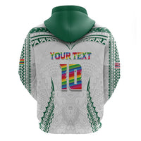 Custom Hawaii Rainbow Warriors Hoodie Polynesian Motif White Color