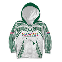 Custom Hawaii Rainbow Warriors Kid Hoodie Polynesian Motif White Color