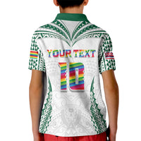 Custom Hawaii Rainbow Warriors Kid Polo Shirt Polynesian Motif White Color