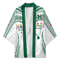 Custom Hawaii Rainbow Warriors Kimono Polynesian Motif White Color