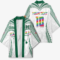 Custom Hawaii Rainbow Warriors Kimono Polynesian Motif White Color