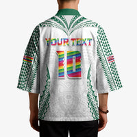 Custom Hawaii Rainbow Warriors Kimono Polynesian Motif White Color