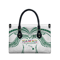 Hawaii Rainbow Warriors Leather Bag Polynesian Motif White Color