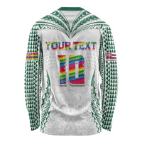 Custom Hawaii Rainbow Warriors Long Sleeve Shirt Polynesian Motif White Color
