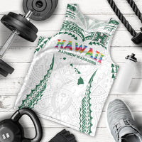 Custom Hawaii Rainbow Warriors Men Tank Top Polynesian Motif White Color