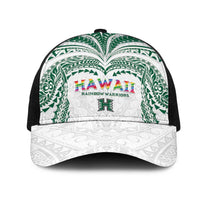 Hawaii Rainbow Warriors Mesh Trucker Cap Polynesian Motif White Color