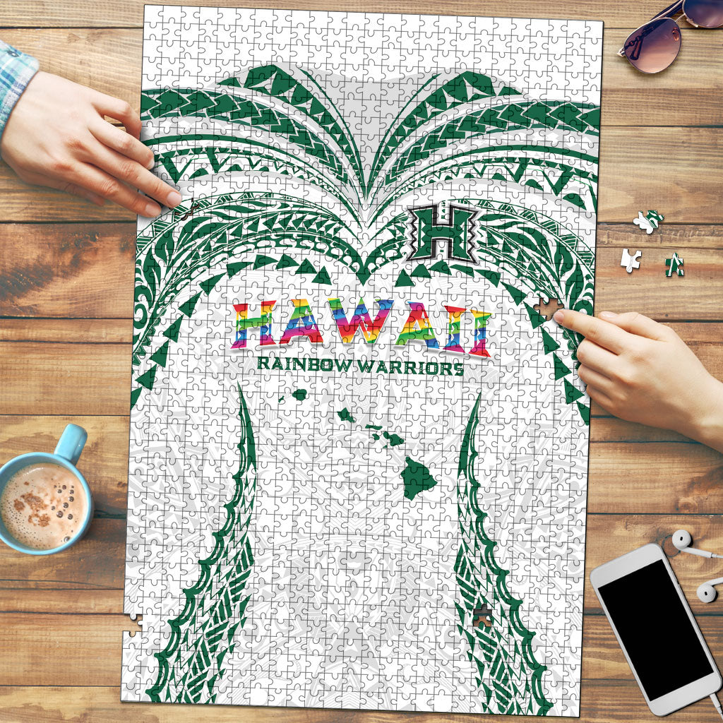 Hawaii Rainbow Warriors Puzzle Polynesian Motif White Color