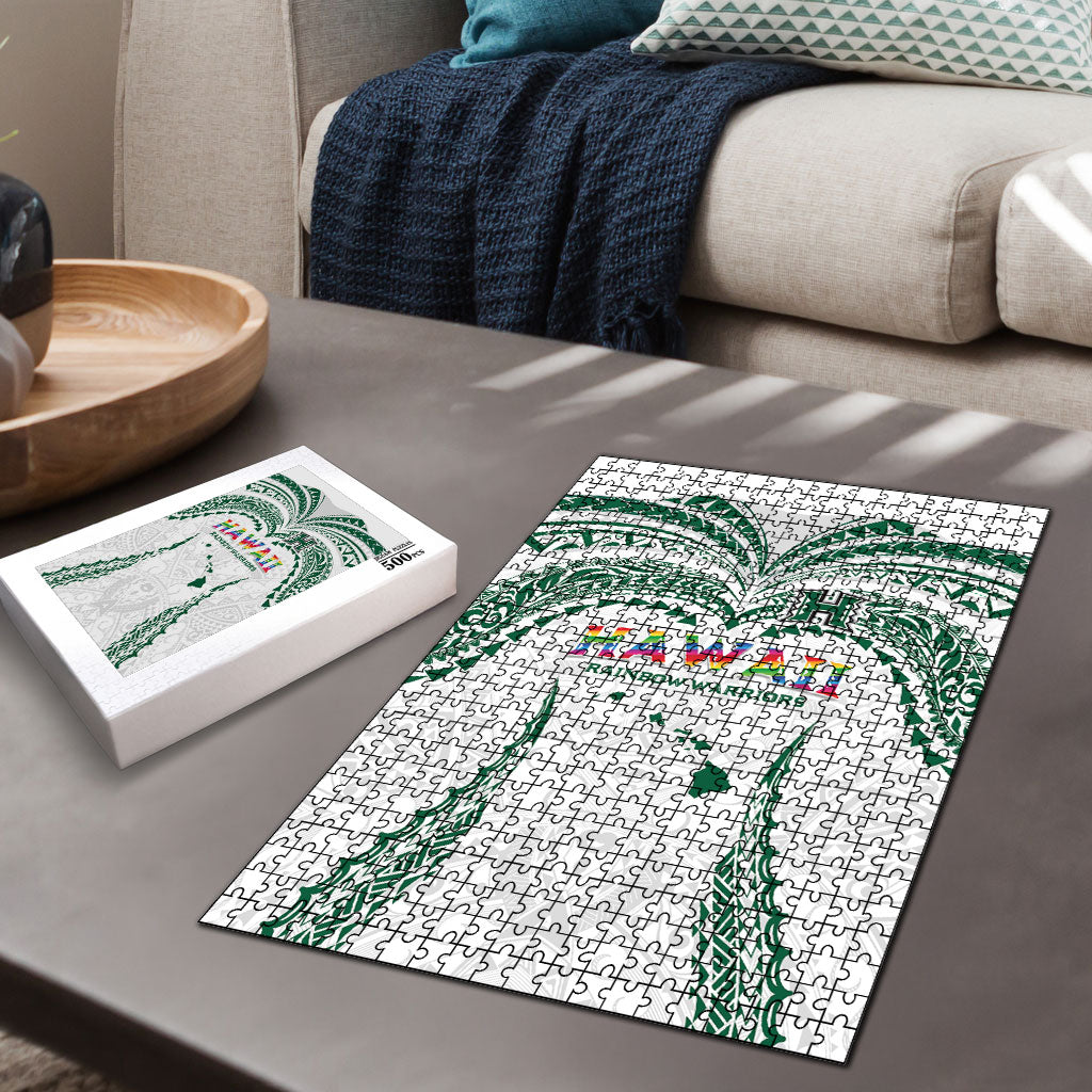 Hawaii Rainbow Warriors Puzzle Polynesian Motif White Color