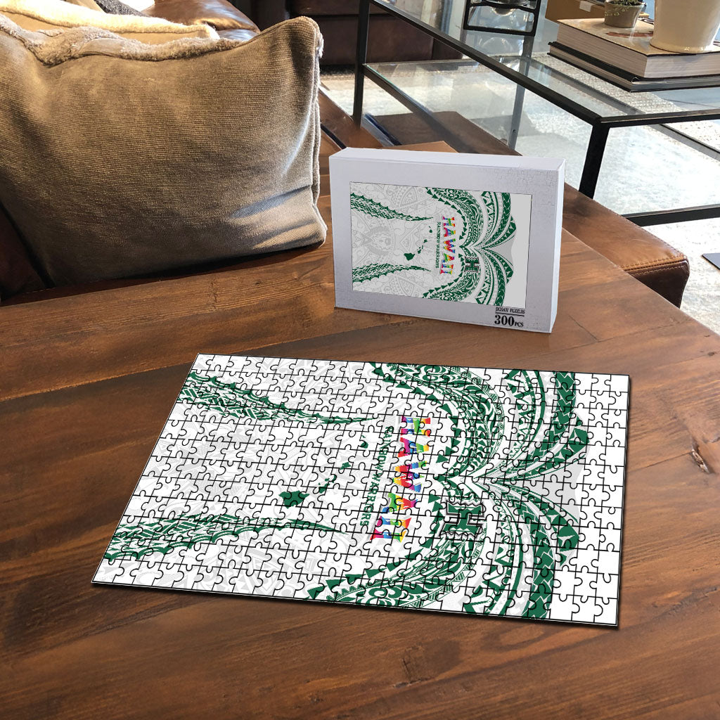Hawaii Rainbow Warriors Puzzle Polynesian Motif White Color