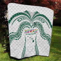 Hawaii Rainbow Warriors Quilt Polynesian Motif White Color