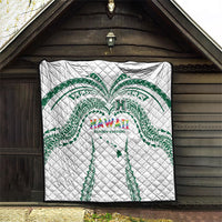 Hawaii Rainbow Warriors Quilt Polynesian Motif White Color