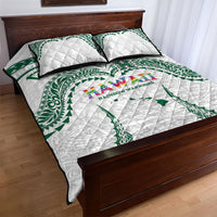 Hawaii Rainbow Warriors Quilt Bed Set Polynesian Motif White Color
