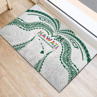 Hawaii Rainbow Warriors Rubber Doormat Polynesian Motif White Color