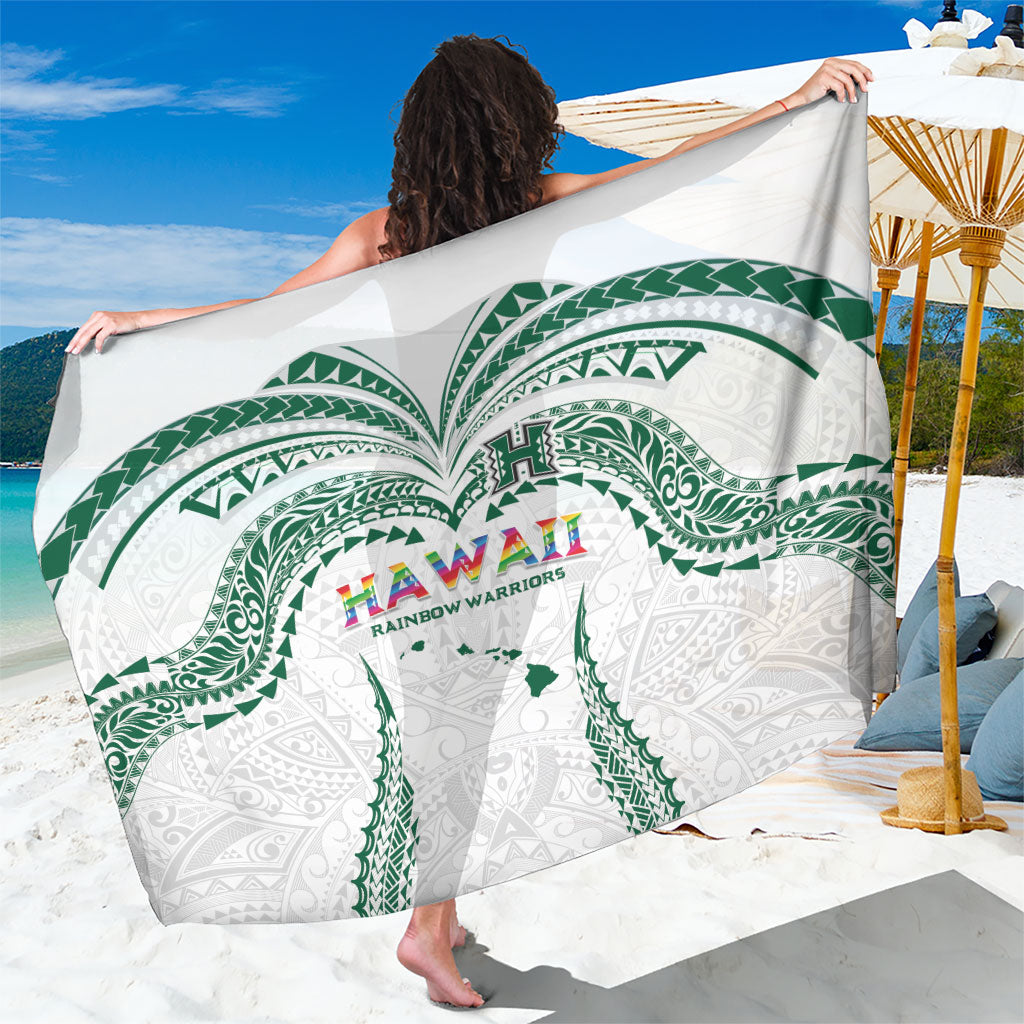 Hawaii Rainbow Warriors Sarong Polynesian Motif White Color