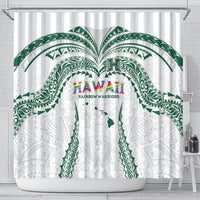 Hawaii Rainbow Warriors Shower Curtain Polynesian Motif White Color