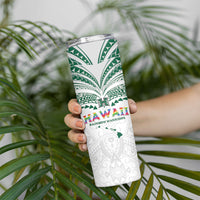 Custom Hawaii Rainbow Warriors Skinny Tumbler Polynesian Motif White Color