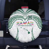 Hawaii Rainbow Warriors Spare Tire Cover Polynesian Motif White Color
