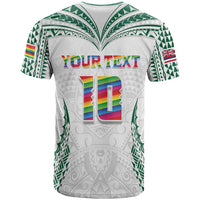 Custom Hawaii Rainbow Warriors T Shirt Polynesian Motif White Color