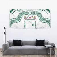 Hawaii Rainbow Warriors Tapestry Polynesian Motif White Color